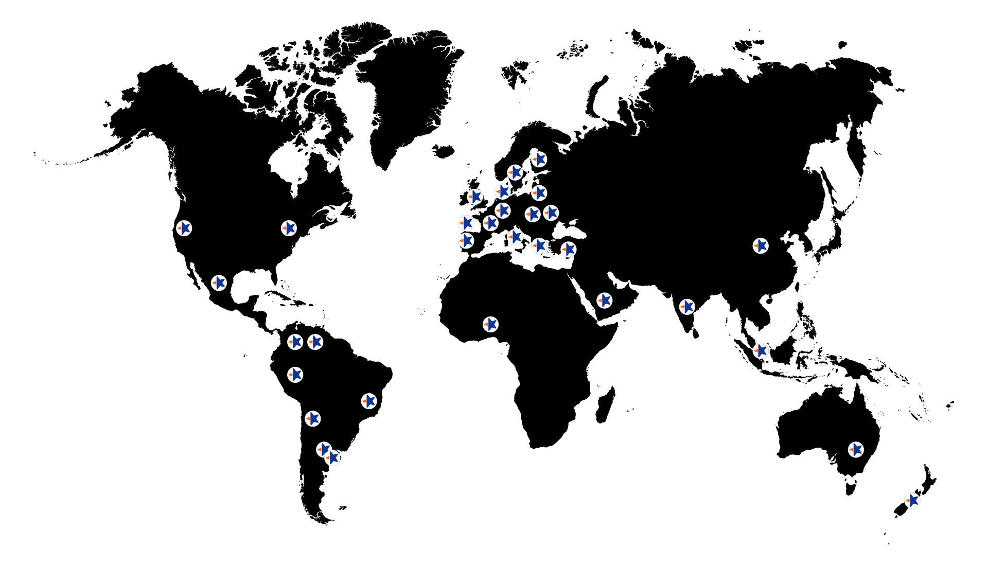 World map showing Kairos Management engagements across 29 countries